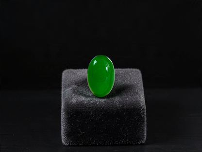 Certified MADE IN JAPAN 1.632 cts. Bright Green Burmese A-Jadeite Oval Cabochon Loose Stone LS92