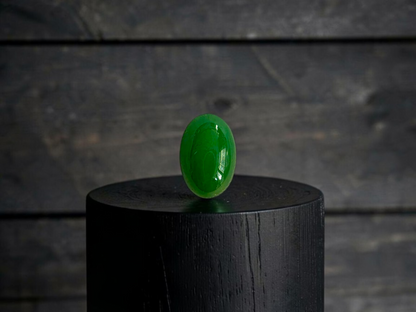 Certified MADE IN JAPAN 1.632 cts. Bright Green Burmese A-Jadeite Oval Cabochon Loose Stone LS92