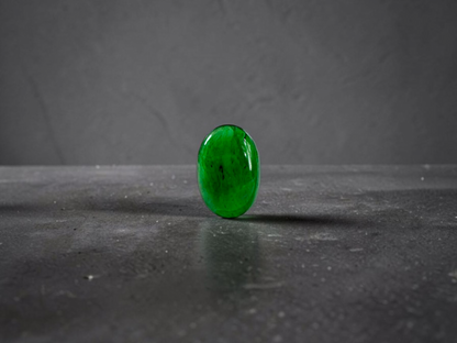 Certified MADE IN JAPAN 1.004 cts. Bright Vivid Green Burmese A-Jadeite Oval Cabochon Loose Stone LS93