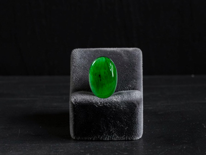 Certified MADE IN JAPAN 1.004 cts. Bright Vivid Green Burmese A-Jadeite Oval Cabochon Loose Stone LS93