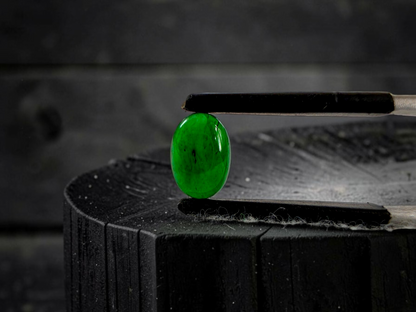 Certified MADE IN JAPAN 1.004 cts. Bright Vivid Green Burmese A-Jadeite Oval Cabochon Loose Stone LS93