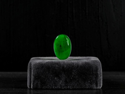 Certified MADE IN JAPAN 1.004 cts. Bright Vivid Green Burmese A-Jadeite Oval Cabochon Loose Stone LS93