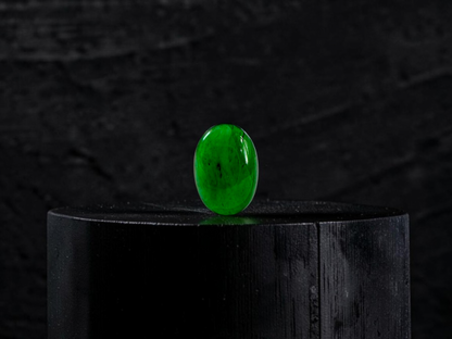 Certified MADE IN JAPAN 1.004 cts. Bright Vivid Green Burmese A-Jadeite Oval Cabochon Loose Stone LS93