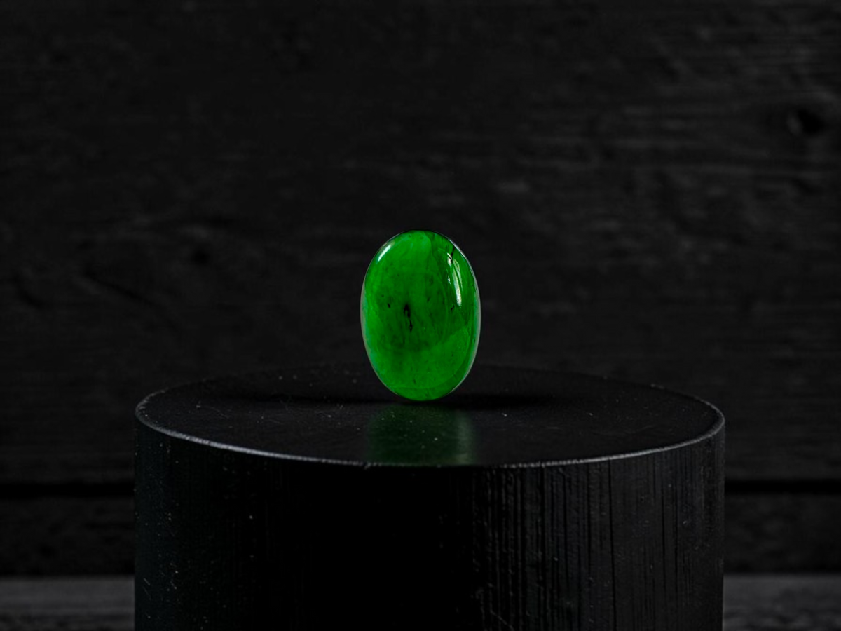 Certified MADE IN JAPAN 1.004 cts. Bright Vivid Green Burmese A-Jadeite Oval Cabochon Loose Stone LS93