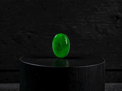 Certified MADE IN JAPAN 1.004 cts. Bright Vivid Green Burmese A-Jadeite Oval Cabochon Loose Stone LS93