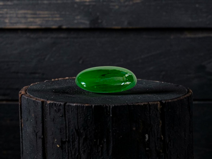 Certified MADE IN JAPAN 1.004 cts. Bright Vivid Green Burmese A-Jadeite Oval Cabochon Loose Stone LS93