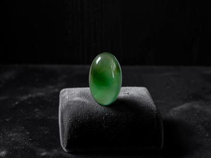 Certified MADE IN JAPAN 1.775 cts. Icy Jungle Green Burmese A-Jadeite Oval Cabochon Loose Stone LS94