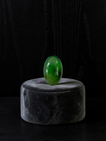 Certified MADE IN JAPAN 1.775 cts. Icy Jungle Green Burmese A-Jadeite Oval Cabochon Loose Stone LS94