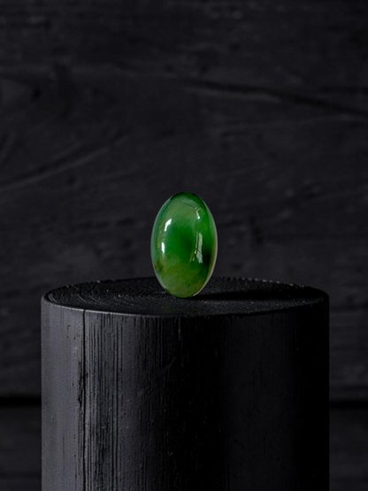 Certified MADE IN JAPAN 1.775 cts. Icy Jungle Green Burmese A-Jadeite Oval Cabochon Loose Stone LS94