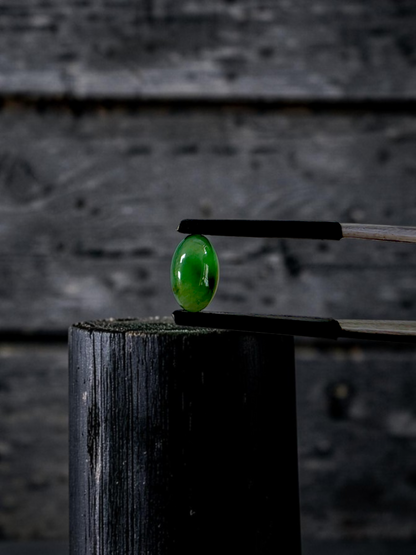 Certified MADE IN JAPAN 1.775 cts. Icy Jungle Green Burmese A-Jadeite Oval Cabochon Loose Stone LS94
