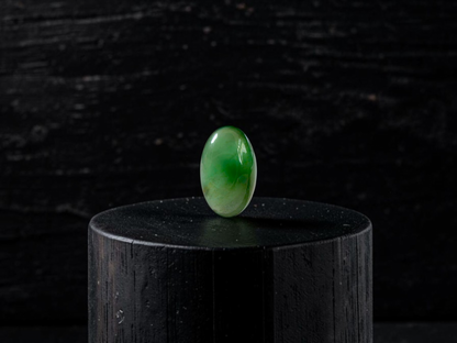 Certified MADE IN JAPAN 1.775 cts. Icy Jungle Green Burmese A-Jadeite Oval Cabochon Loose Stone LS94