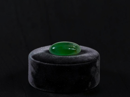 Certified MADE IN JAPAN 1.775 cts. Icy Jungle Green Burmese A-Jadeite Oval Cabochon Loose Stone LS94