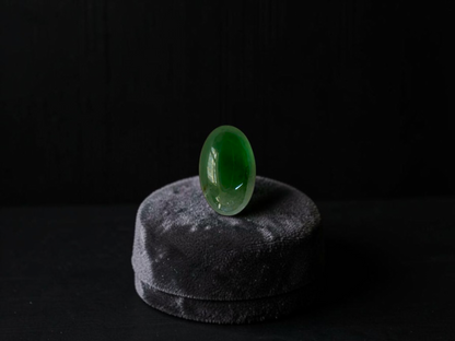 Certified MADE IN JAPAN 1.775 cts. Icy Jungle Green Burmese A-Jadeite Oval Cabochon Loose Stone LS94