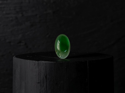 Certified MADE IN JAPAN 1.775 cts. Icy Jungle Green Burmese A-Jadeite Oval Cabochon Loose Stone LS94