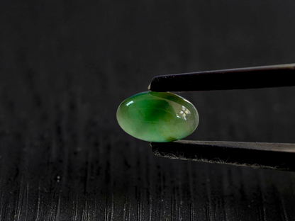 Certified MADE IN JAPAN 1.775 cts. Icy Jungle Green Burmese A-Jadeite Oval Cabochon Loose Stone LS94