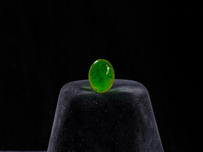 Certified MADE IN JAPAN 0.895 cts. Intense Apple Green Burmese A-Jadeite Oval Cabochon Loose Stone LS95