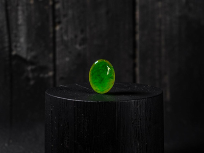 Certified MADE IN JAPAN 0.895 cts. Intense Apple Green Burmese A-Jadeite Oval Cabochon Loose Stone LS95