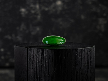 Certified MADE IN JAPAN 0.895 cts. Intense Apple Green Burmese A-Jadeite Oval Cabochon Loose Stone LS95