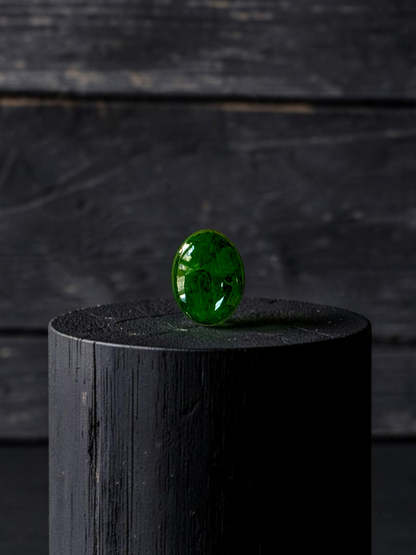 Certified MADE IN JAPAN 0.895 cts. Intense Apple Green Burmese A-Jadeite Oval Cabochon Loose Stone LS95