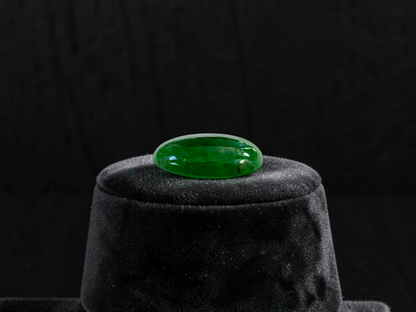 Certified MADE IN JAPAN 2.754 cts. Bright Vivid Green Burmese A-Jadeite Oval Cabochon Loose Stone LS96