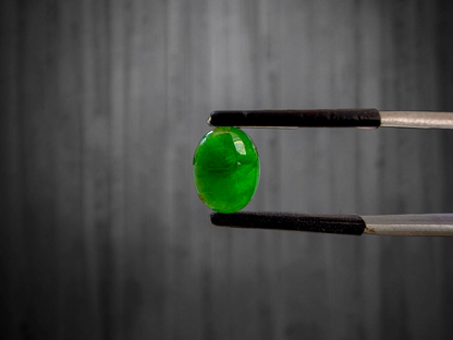 Certified MADE IN JAPAN 2.754 cts. Bright Vivid Green Burmese A-Jadeite Oval Cabochon Loose Stone LS96