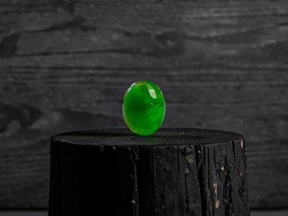Certified MADE IN JAPAN 2.754 cts. Bright Vivid Green Burmese A-Jadeite Oval Cabochon Loose Stone LS96