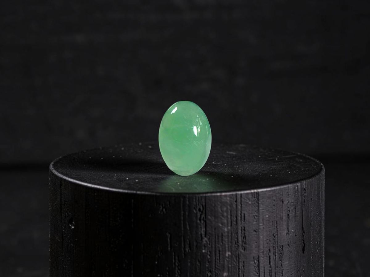 Certified MADE IN JAPAN 2.116 cts. Bright Minty Green Burmese A-Jadeite Oval Cabochon Loose Stone LS97