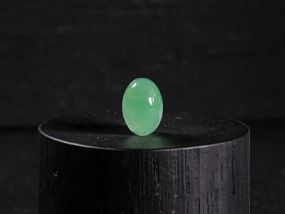 Certified MADE IN JAPAN 2.116 cts. Bright Minty Green Burmese A-Jadeite Oval Cabochon Loose Stone LS97