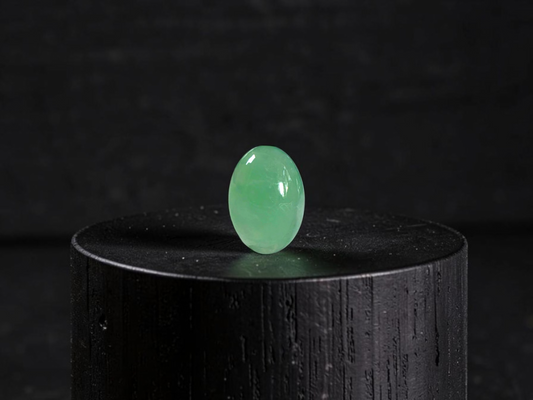 Certified MADE IN JAPAN 2.116 cts. Bright Minty Green Burmese A-Jadeite Oval Cabochon Loose Stone LS97