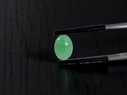 Certified MADE IN JAPAN 2.116 cts. Bright Minty Green Burmese A-Jadeite Oval Cabochon Loose Stone LS97