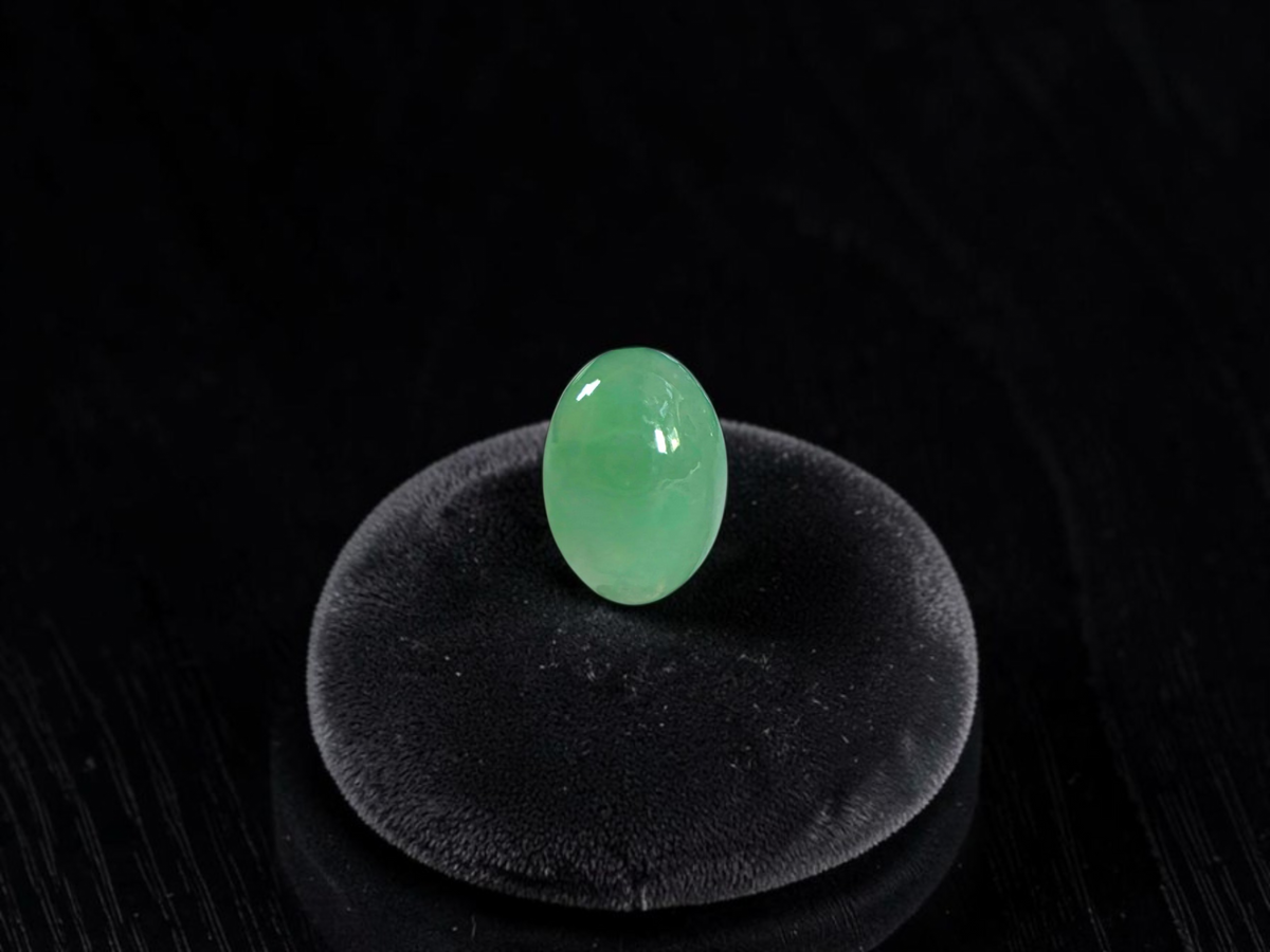 Certified MADE IN JAPAN 2.116 cts. Bright Minty Green Burmese A-Jadeite Oval Cabochon Loose Stone LS97