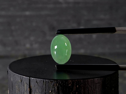 Certified MADE IN JAPAN 2.116 cts. Bright Minty Green Burmese A-Jadeite Oval Cabochon Loose Stone LS97