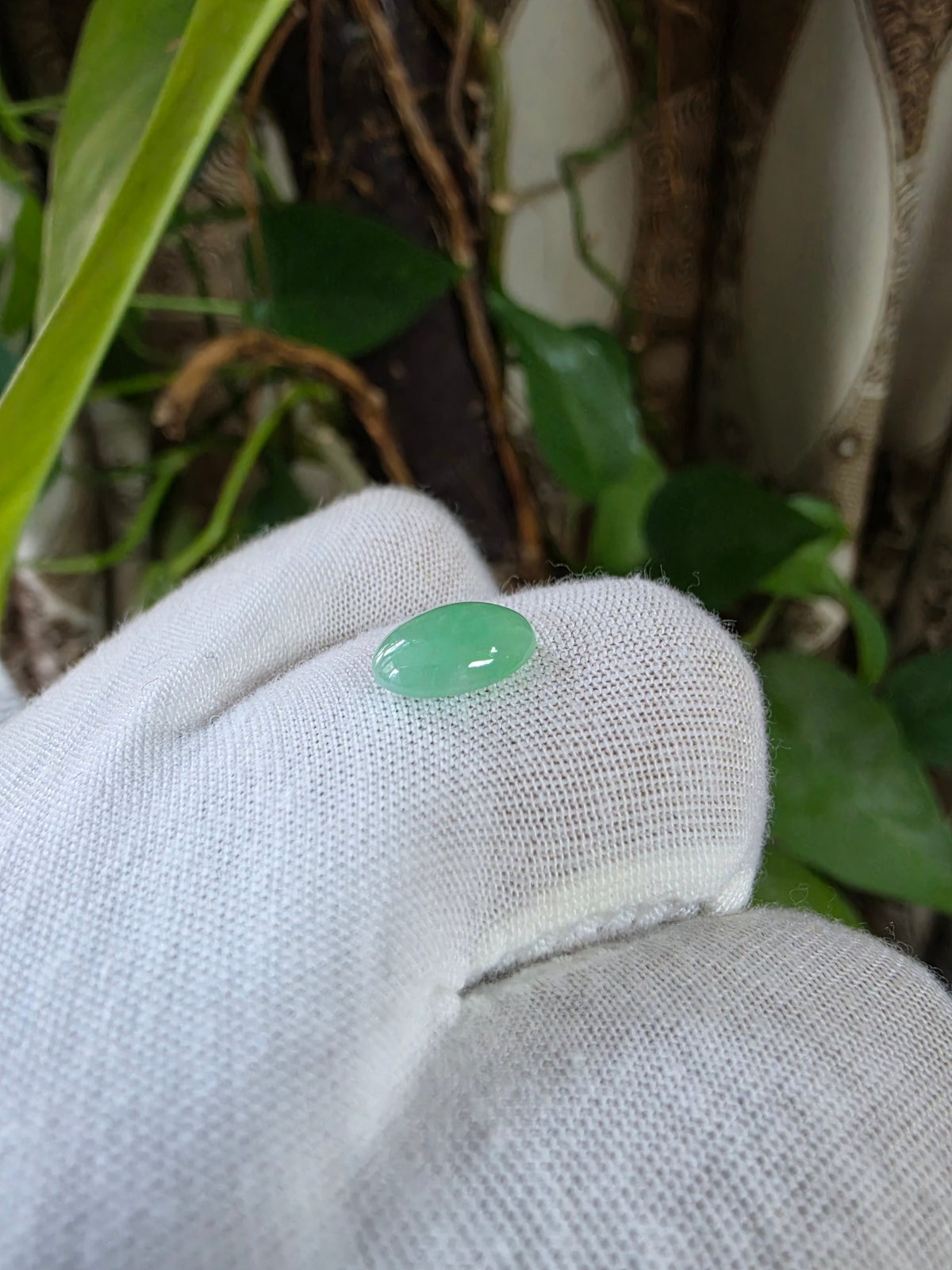 Certified MADE IN JAPAN 2.116 cts. Bright Minty Green Burmese A-Jadeite Oval Cabochon Loose Stone LS97