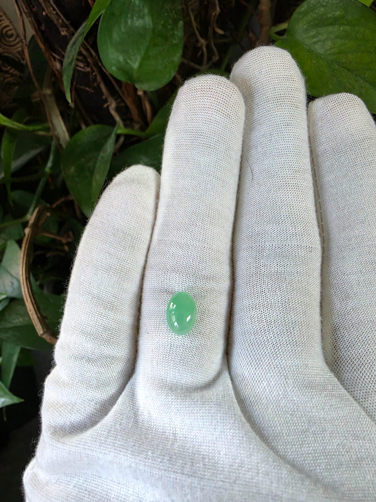 Certified MADE IN JAPAN 2.116 cts. Bright Minty Green Burmese A-Jadeite Oval Cabochon Loose Stone LS97