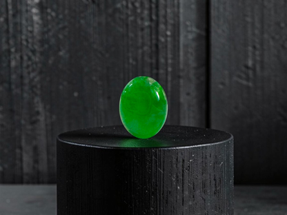 Certified MADE IN JAPAN 1.853 cts. Bright Vivid Spring Green Burmese A-Jadeite Oval Cabochon Loose Stone LS98