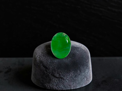Certified MADE IN JAPAN 1.853 cts. Bright Vivid Spring Green Burmese A-Jadeite Oval Cabochon Loose Stone LS98