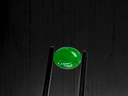 Certified MADE IN JAPAN 1.853 cts. Bright Vivid Spring Green Burmese A-Jadeite Oval Cabochon Loose Stone LS98
