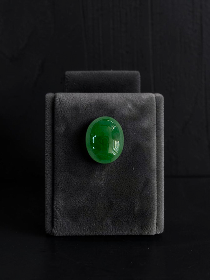 Certified MADE IN JAPAN 2.533 cts. Bright Glacial Green Burmese A-Jadeite Oval Cabochon Loose Stone LS99