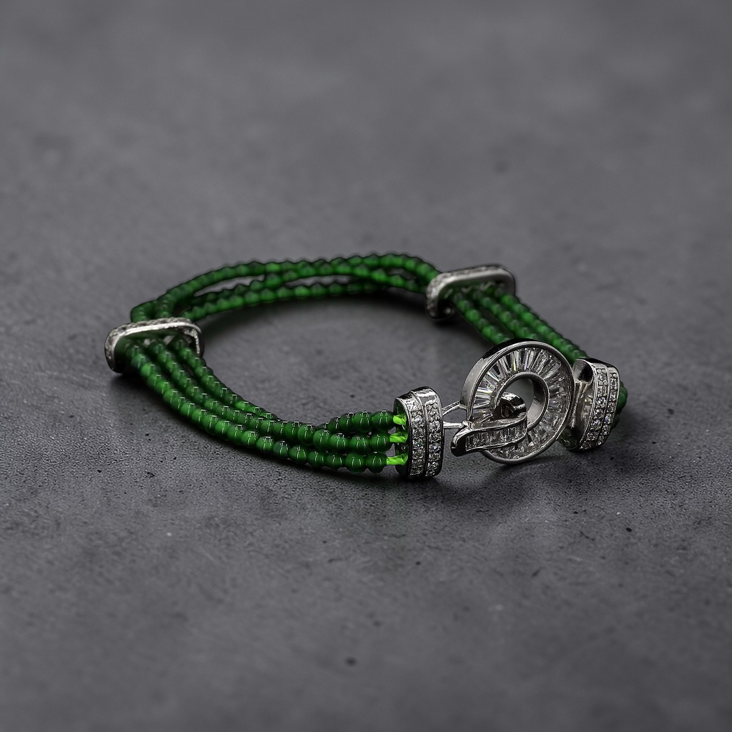 Certified Imperial Japanese Green Burmese A-Jade Triple Beaded Bracelet (MADE IN JAPAN) (2.50 mm Each x 180 beads) 05045 (With Silver 925)