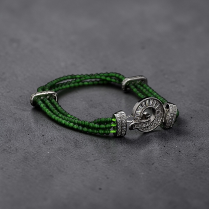 Certified Imperial Japanese Green Burmese A-Jade Triple Beaded Bracelet (MADE IN JAPAN) (2.50 mm Each x 180 beads) 05045 (With Silver 925)