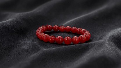 Imperial Japanese Red Burmese A-Jade Beaded Bracelet (MADE IN JAPAN) (10 mm Each x 22 beads) - Certified 05048