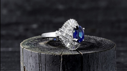 Okazaki MADE IN JAPAN Certified Oval Shaped 2.72 cts. Natural Royal Blue Sapphire Ring with Platinum 900 and White Diamonds Size US5  - R11