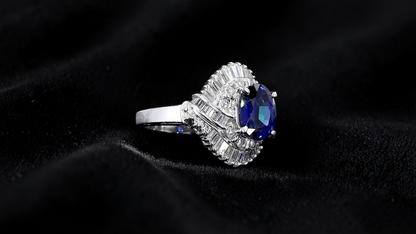 Okazaki MADE IN JAPAN Certified Oval Shaped 2.72 cts. Natural Royal Blue Sapphire Ring with Platinum 900 and White Diamonds Size US5  - R11