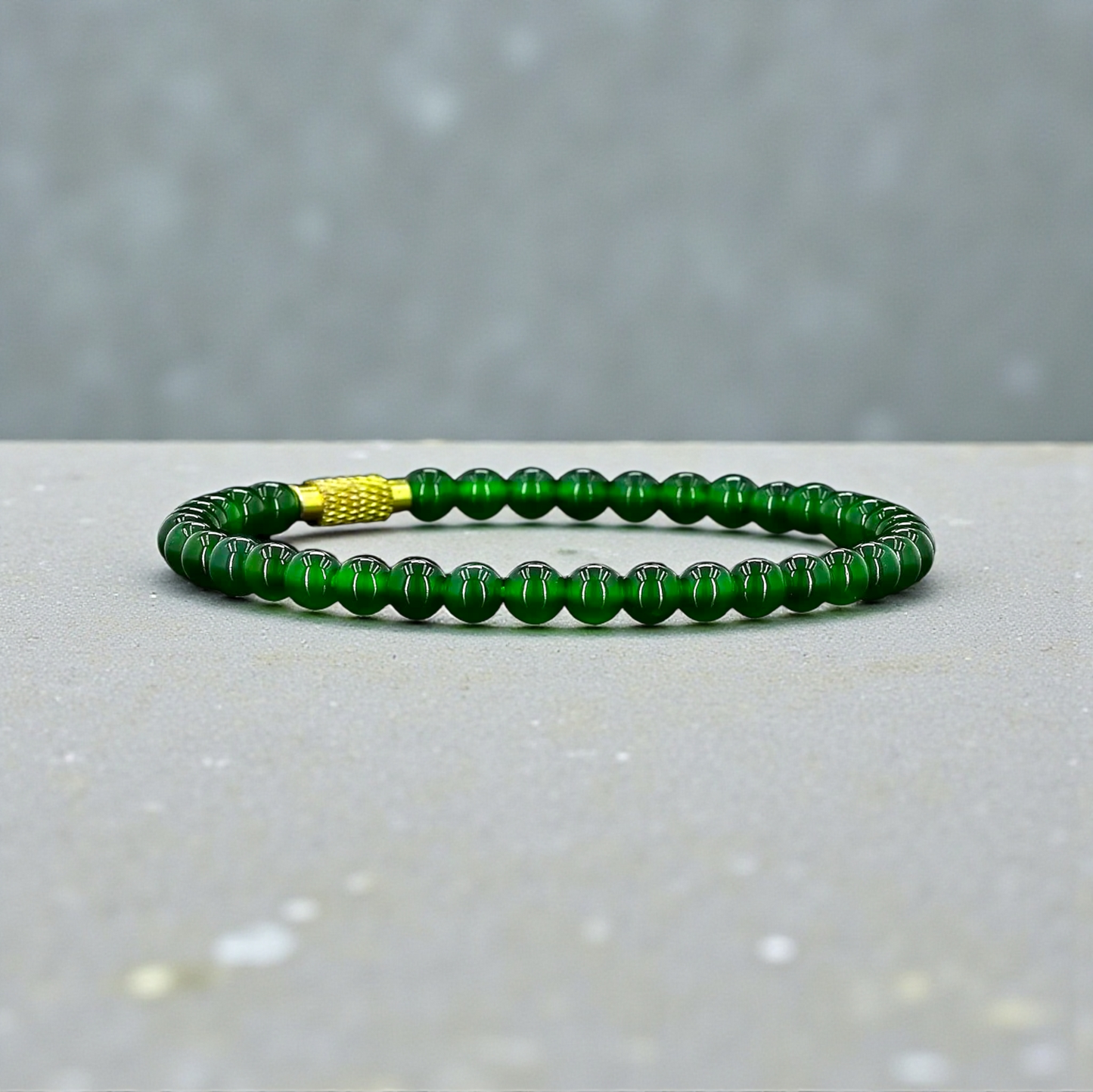 Certified Imperial Japanese Green Burmese A-Jade Beaded Bracelet (MADE IN JAPAN) (4.50 mm Each x 38 beads) 05041 (With Sterling Silver 925)