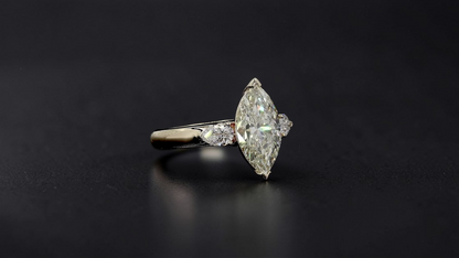 Kobayashi 2.53 cts. Natural Marquise Diamond Cocktail Ring, with Natural Pear Shaped White Diamonds, and 18K Yellow Gold - GIA Certified -R8