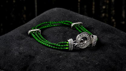Certified Imperial Japanese Green Burmese A-Jade Triple Beaded Bracelet (MADE IN JAPAN) (2.50 mm Each x 180 beads) 05045 (With Silver 925)