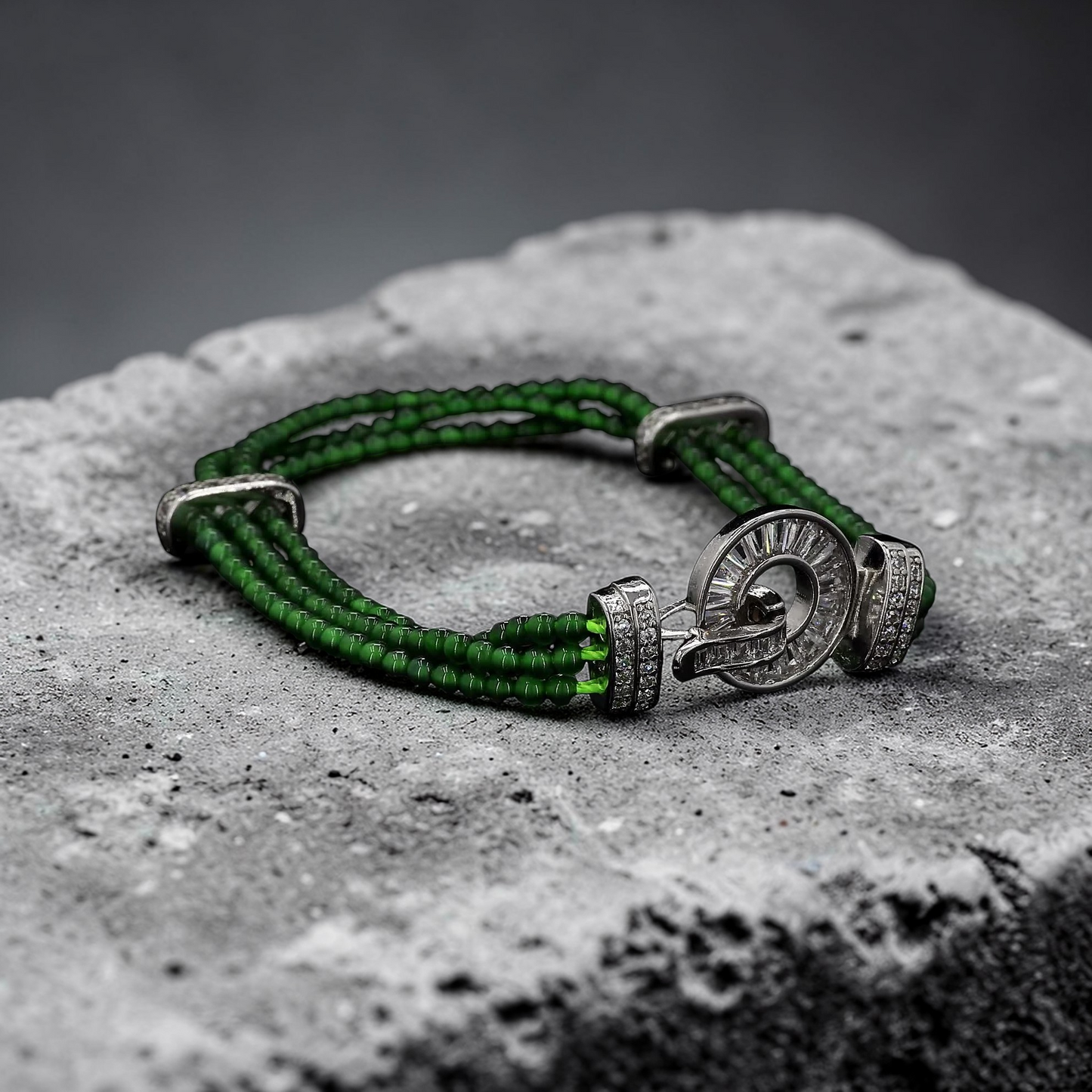 Certified Imperial Japanese Green Burmese A-Jade Triple Beaded Bracelet (MADE IN JAPAN) (2.50 mm Each x 180 beads) 05045 (With Silver 925)