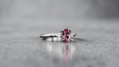 Yuzawa 1.02 cts. No Heat Natural Padparadscha Sapphire Ring (with 18K White Gold and Natural White Diamonds) Size US 8  - R21