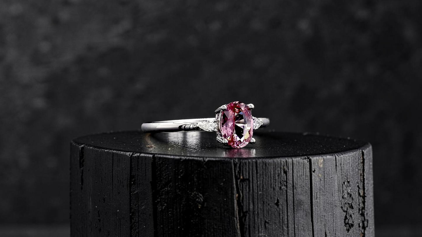 Yuzawa 1.02 cts. No Heat Natural Padparadscha Sapphire Ring (with 18K White Gold and Natural White Diamonds) Size US 8  - R21