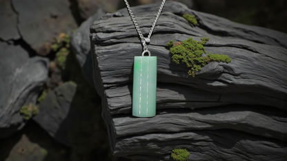 Hokkaido (MADE IN JAPAN) Tube Burmese A-Jadeite Charm Pendant (with 18K Solid White Gold) - Certified - V3